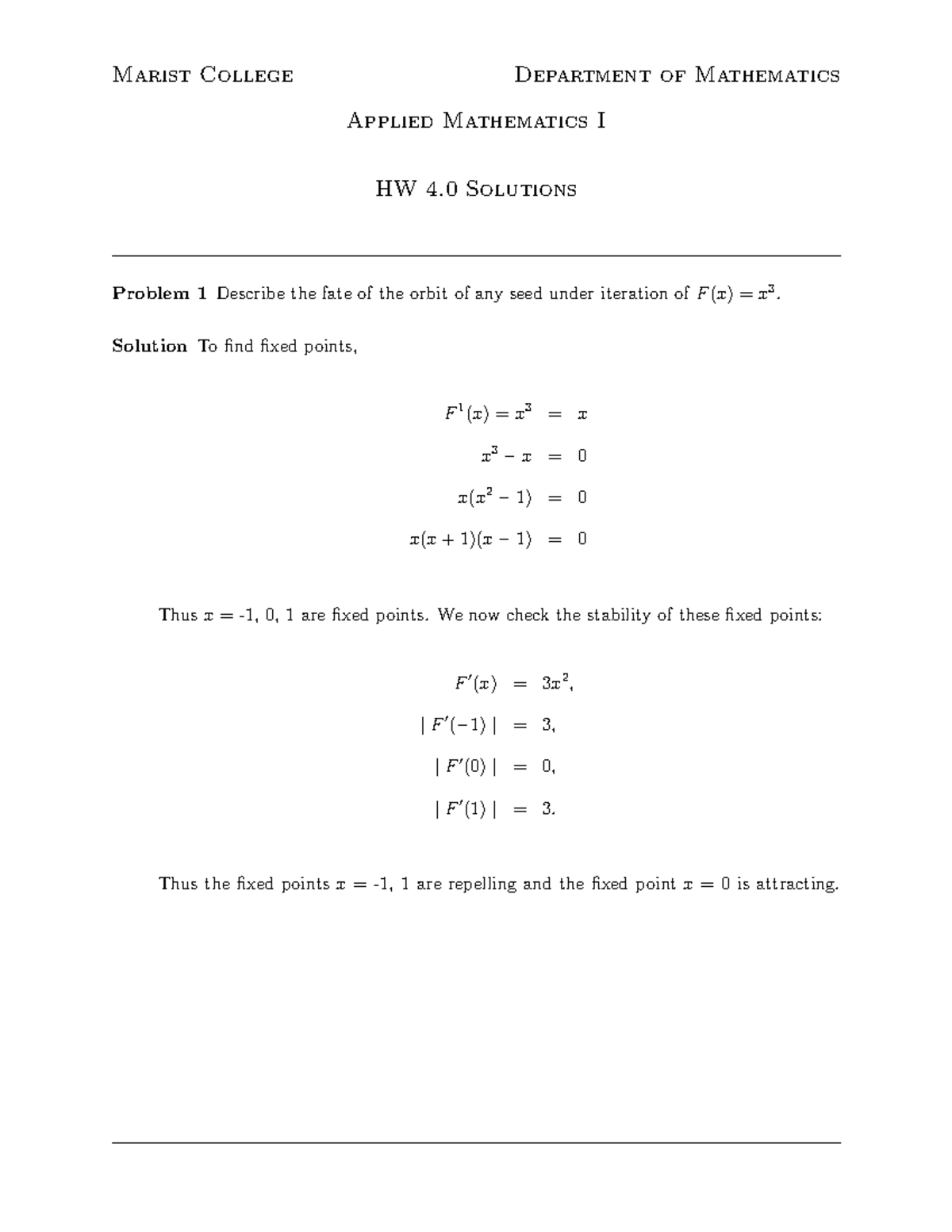 Applied Homework 4 - Marist College Department of Mathematics Applied ...