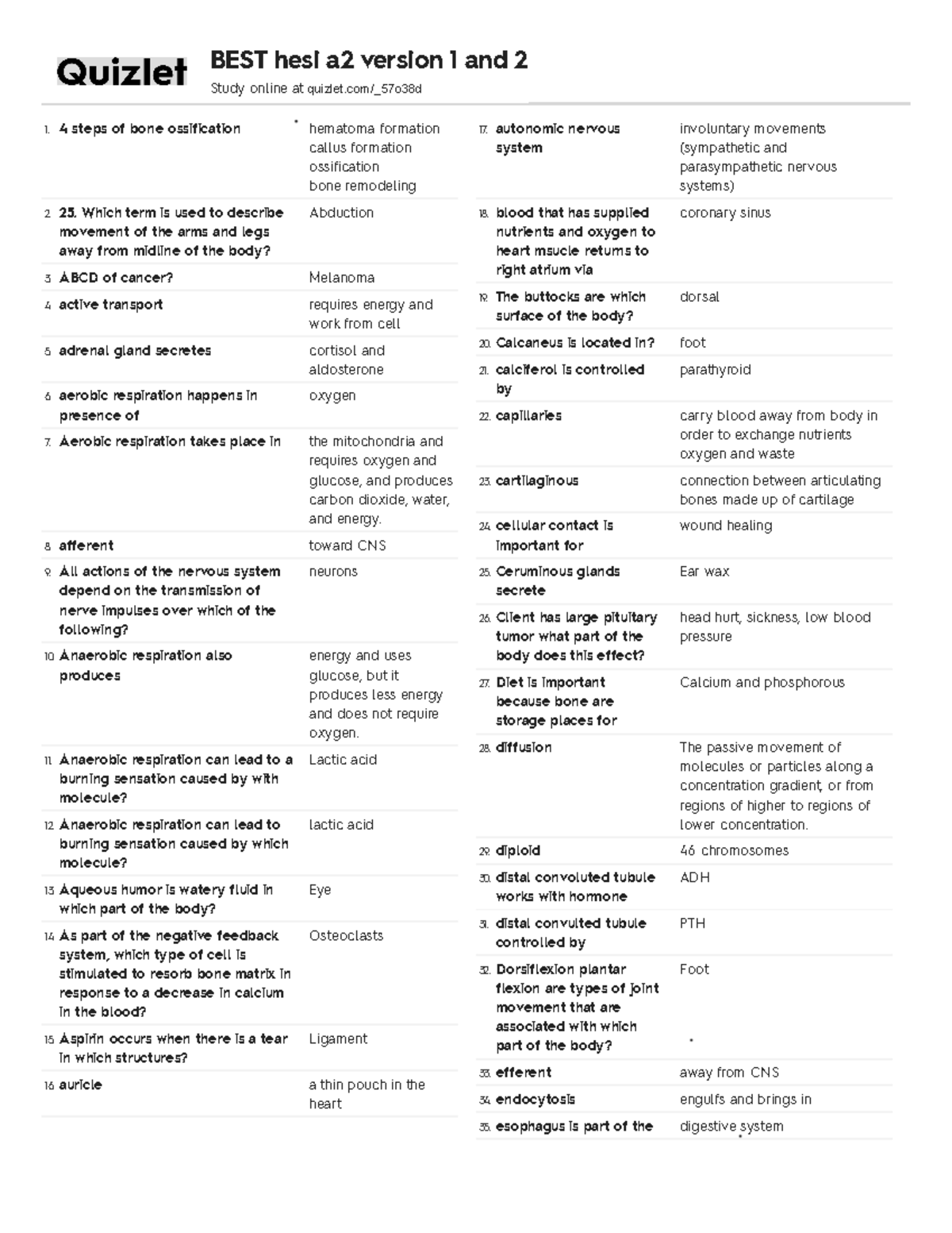 A & P HESI quizlet Notes 4 steps of bone ossification hematoma