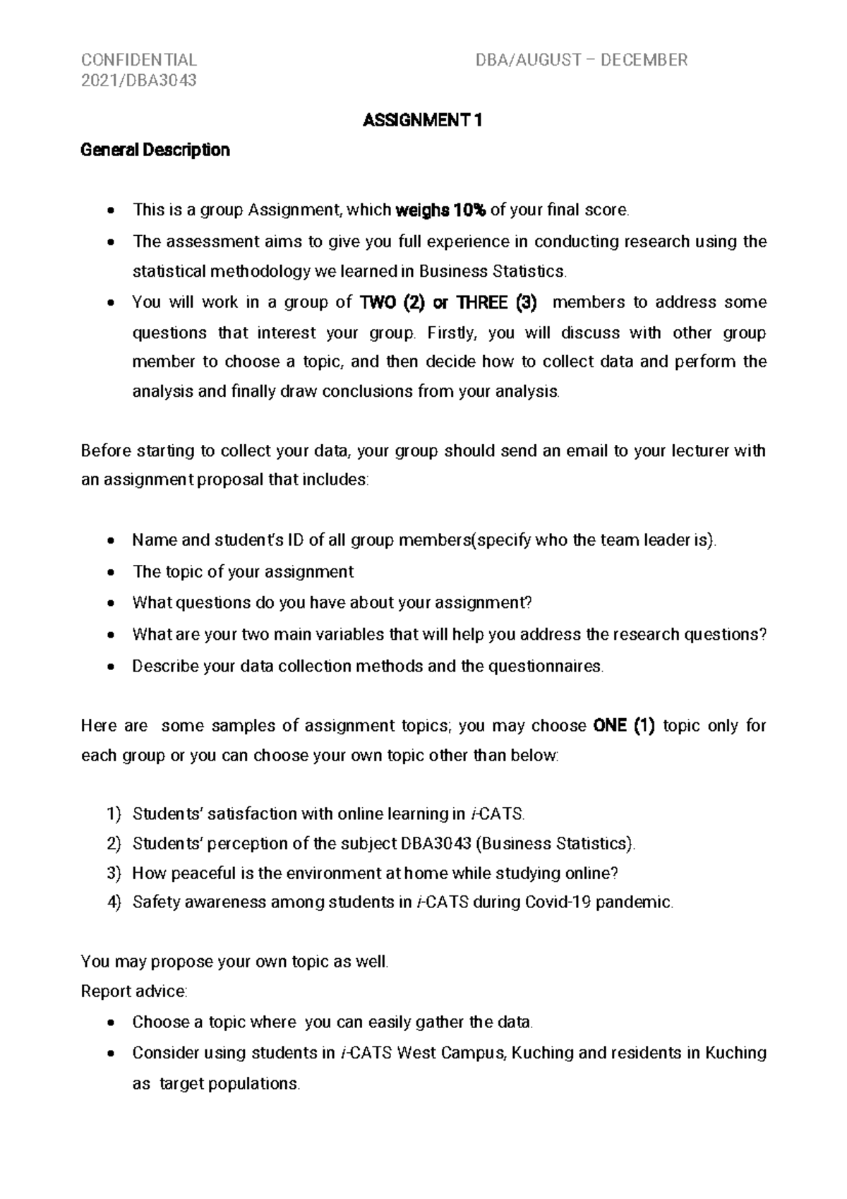 Business Administration DBA3043 Assignment 1 - Coco - Business ...