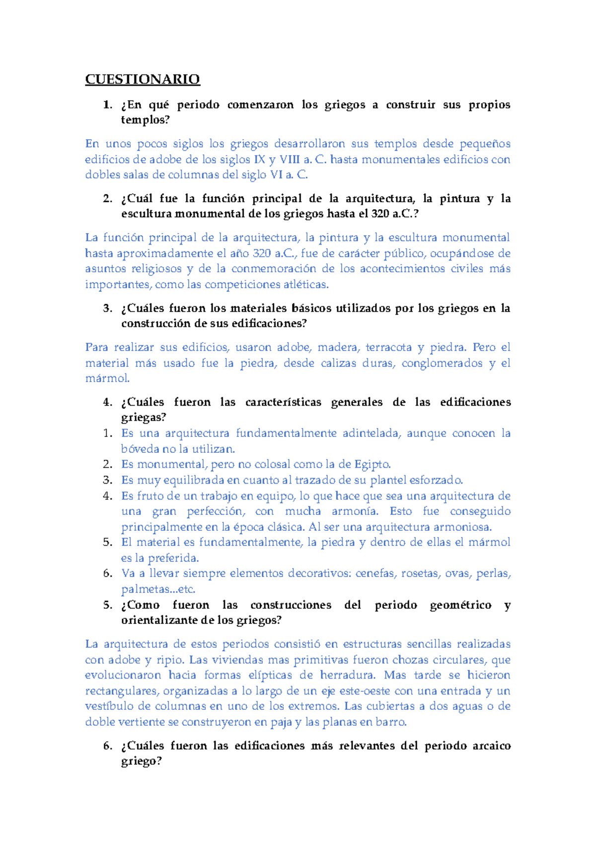 Cuestionario Primer Parcial Studocu