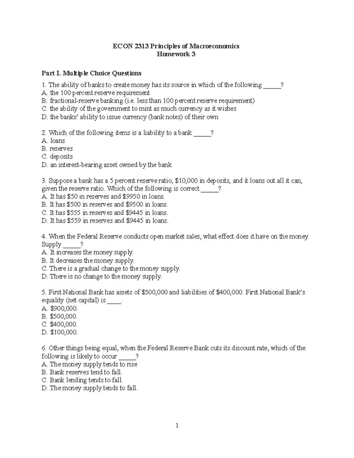 ECON2313 Hw3a 2022a - I Need Answers - ECON 2313 Principles Of ...