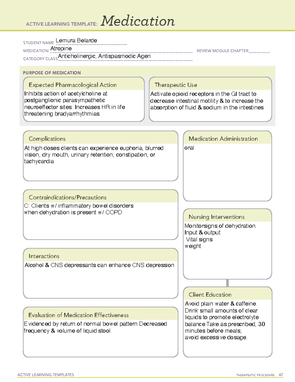 Atropine - Medication - ACTIVE LEARNING TEMPLATES THERAPEUTIC PROCEDURE ...