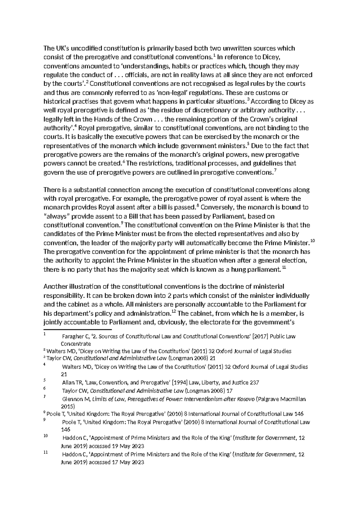 Consti & admin assignment - The UK’s uncodified constitution is ...