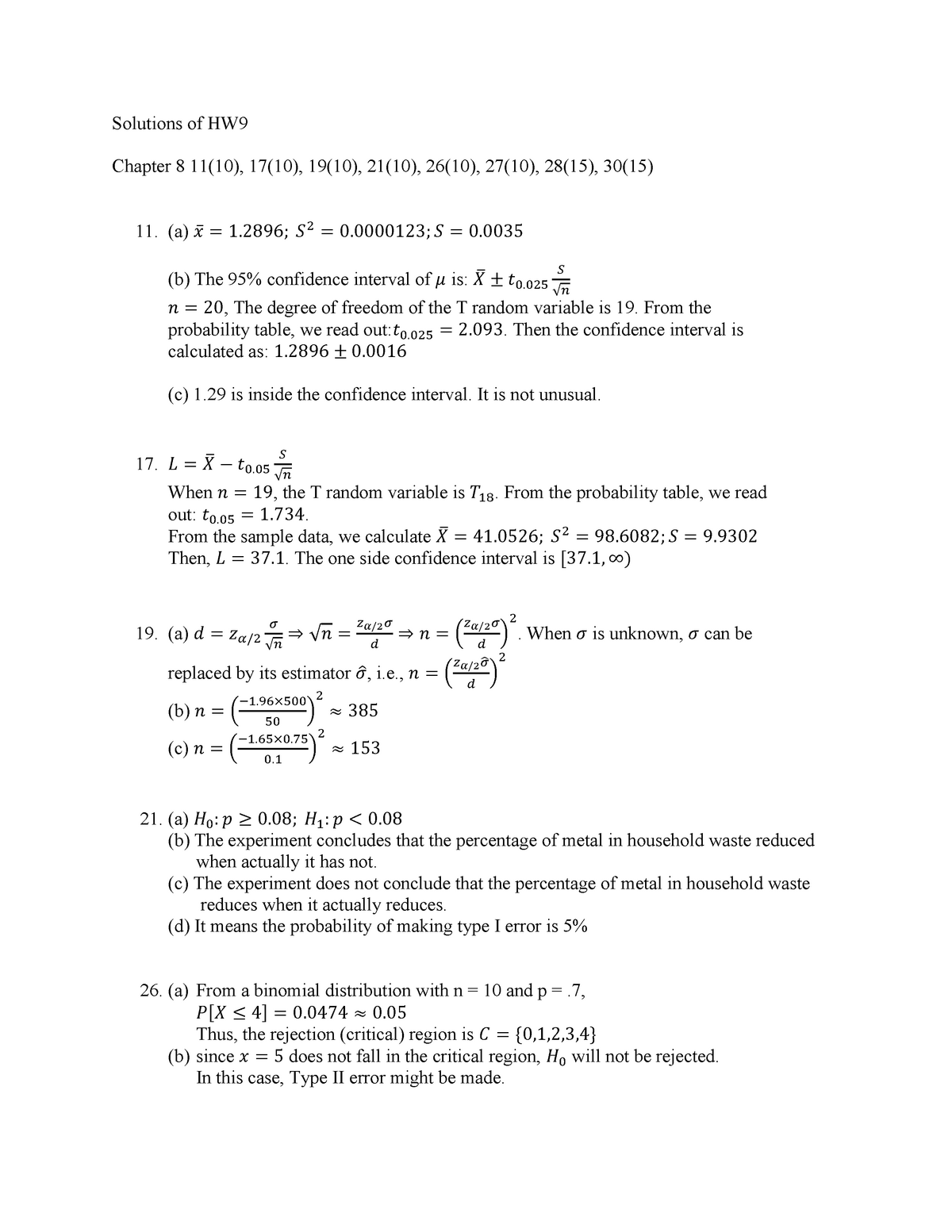 Solution Of Hw9 Sp19 Solutions Of Hw Chapter 11 10 17 10 19 10 21 10 26 10 27 Studocu