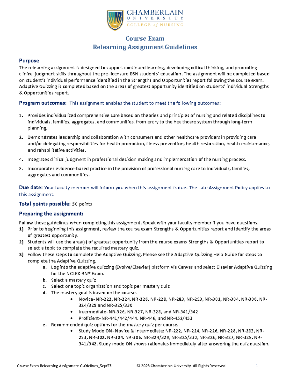 Course Exams Relearning Assignment Guidelines Sept23 - Relearning ...