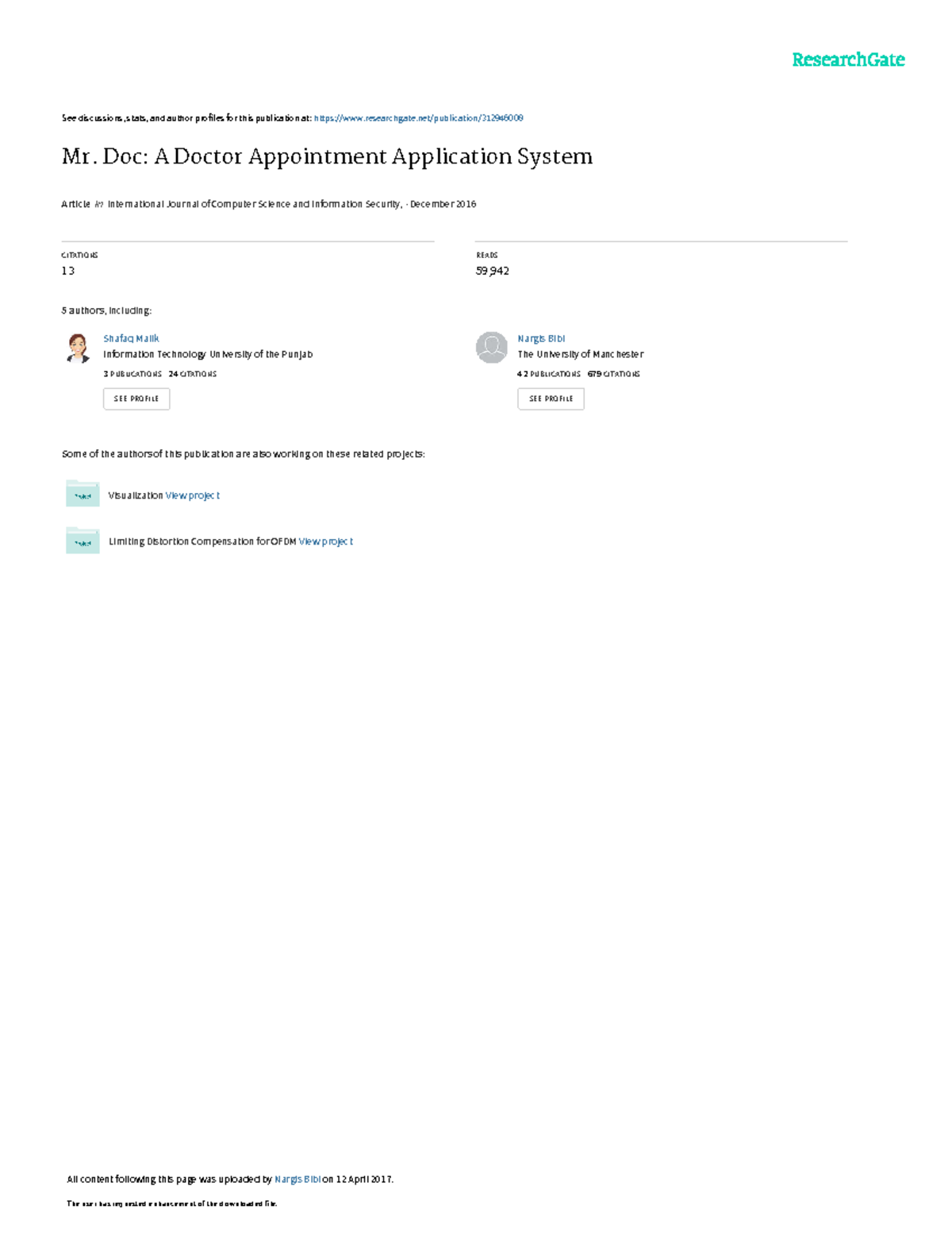 Mr Doc A Doctor Appointment Application System - See discussions, stats ...