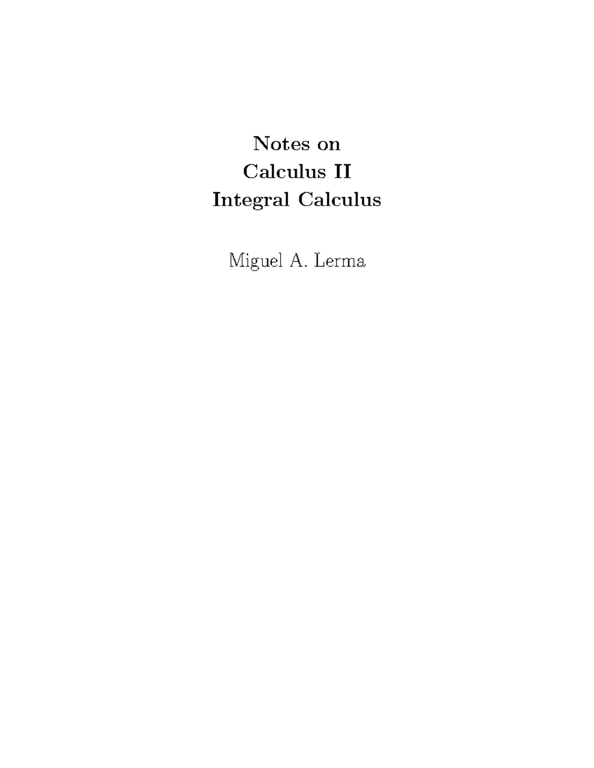 Calculus 2 notes - for revision purposes - Notes on Calculus II ...