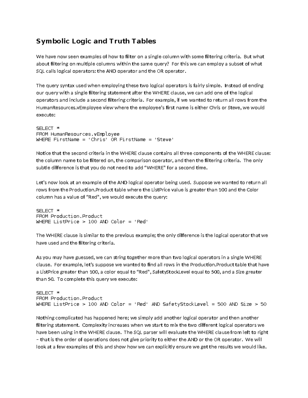 Symbolic+Logic+and+Truth+Tables - Symbolic Logic and Truth Tables We ...