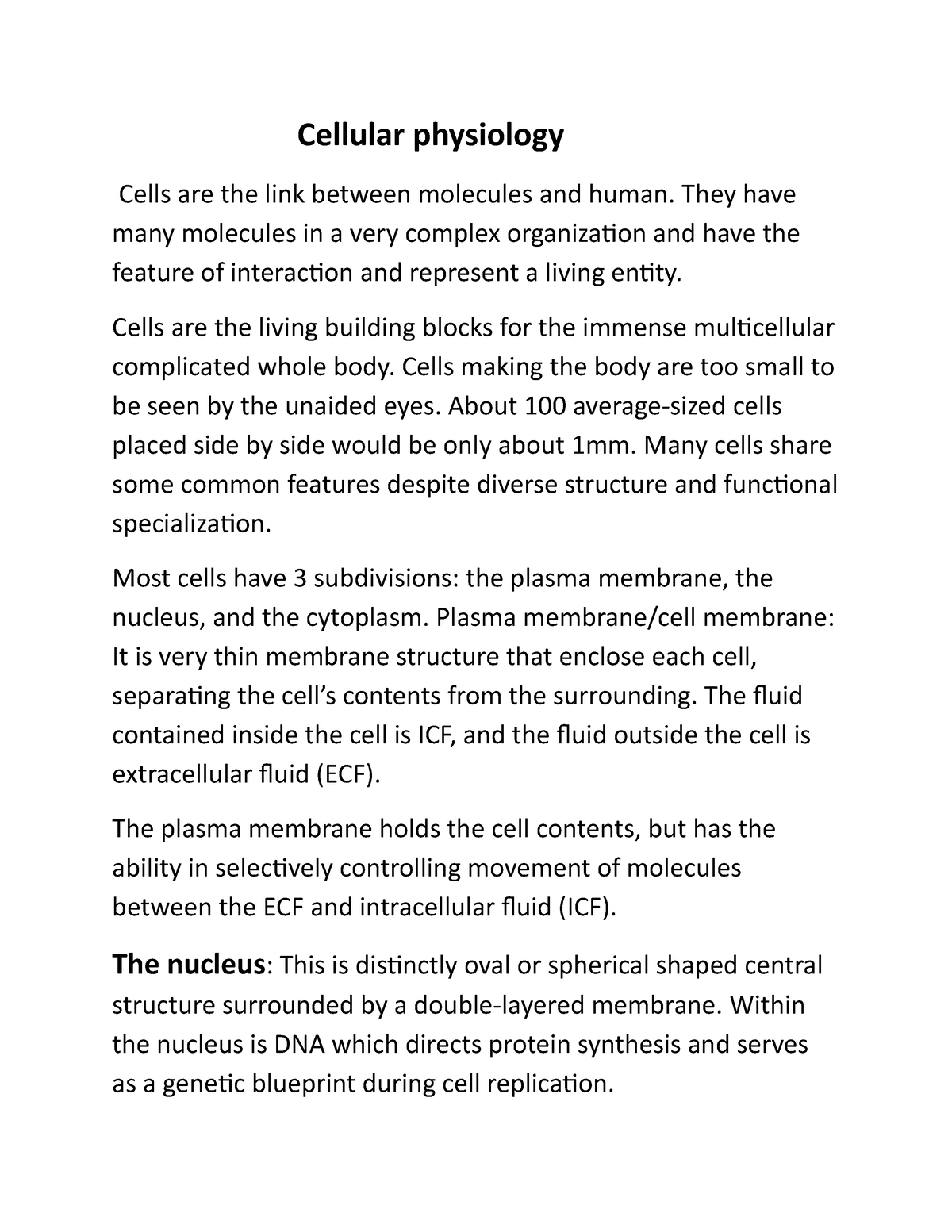 Cellular Physiology Cellular Physiology Cells Are The Link Between Molecules And Human They