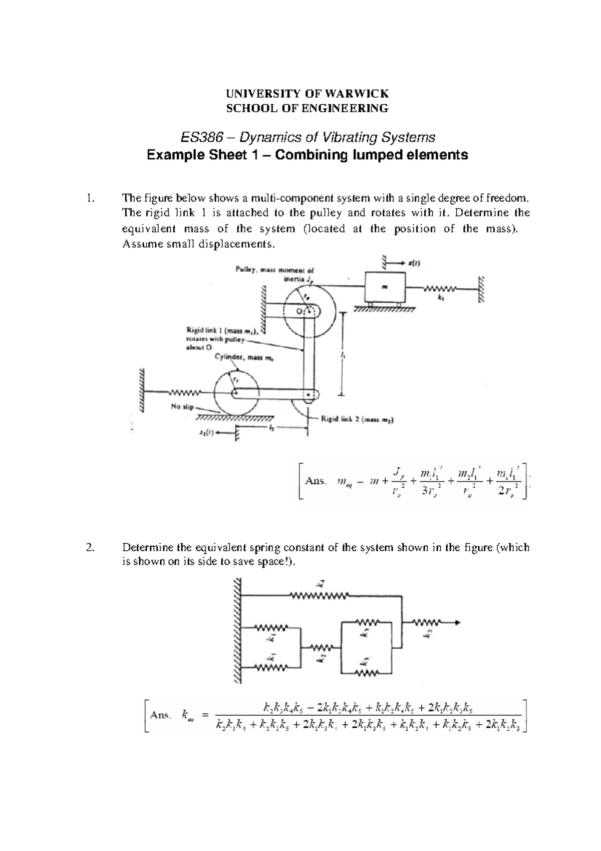 Es386 examples 1-equiv elements - UNIVERSITY OF WARWICK SCHOOL OF ...