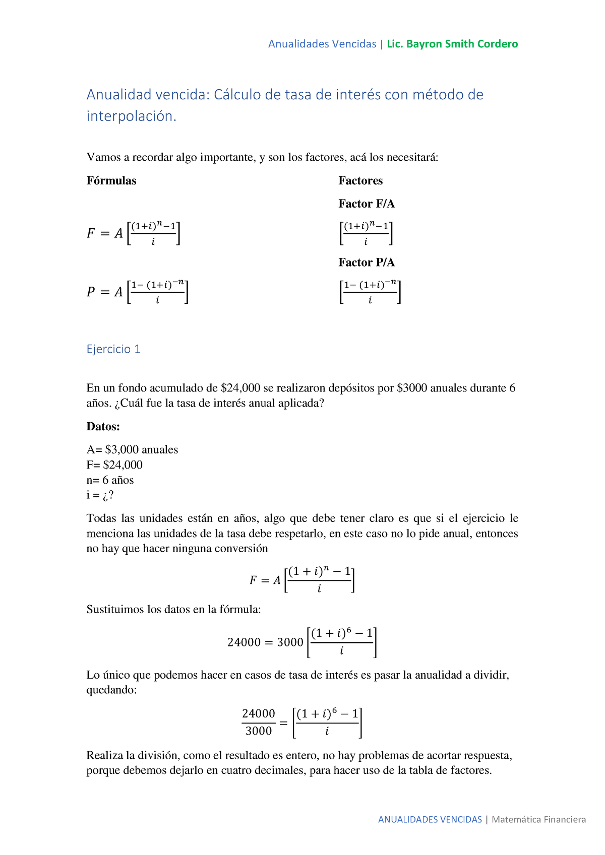 8 Calculo De I Interpolación Anualidad Vencida Cálculo De Tasa De Interés Con Método De 4166