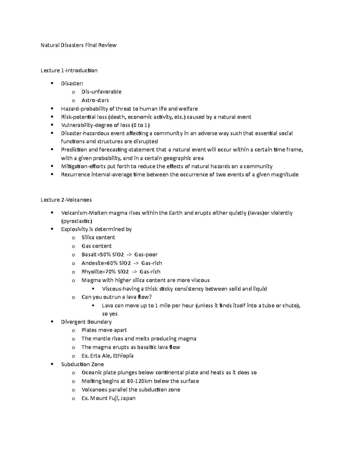 Natural Disasters Notes (ATOC 185) - Natural Disasters Final Review ...