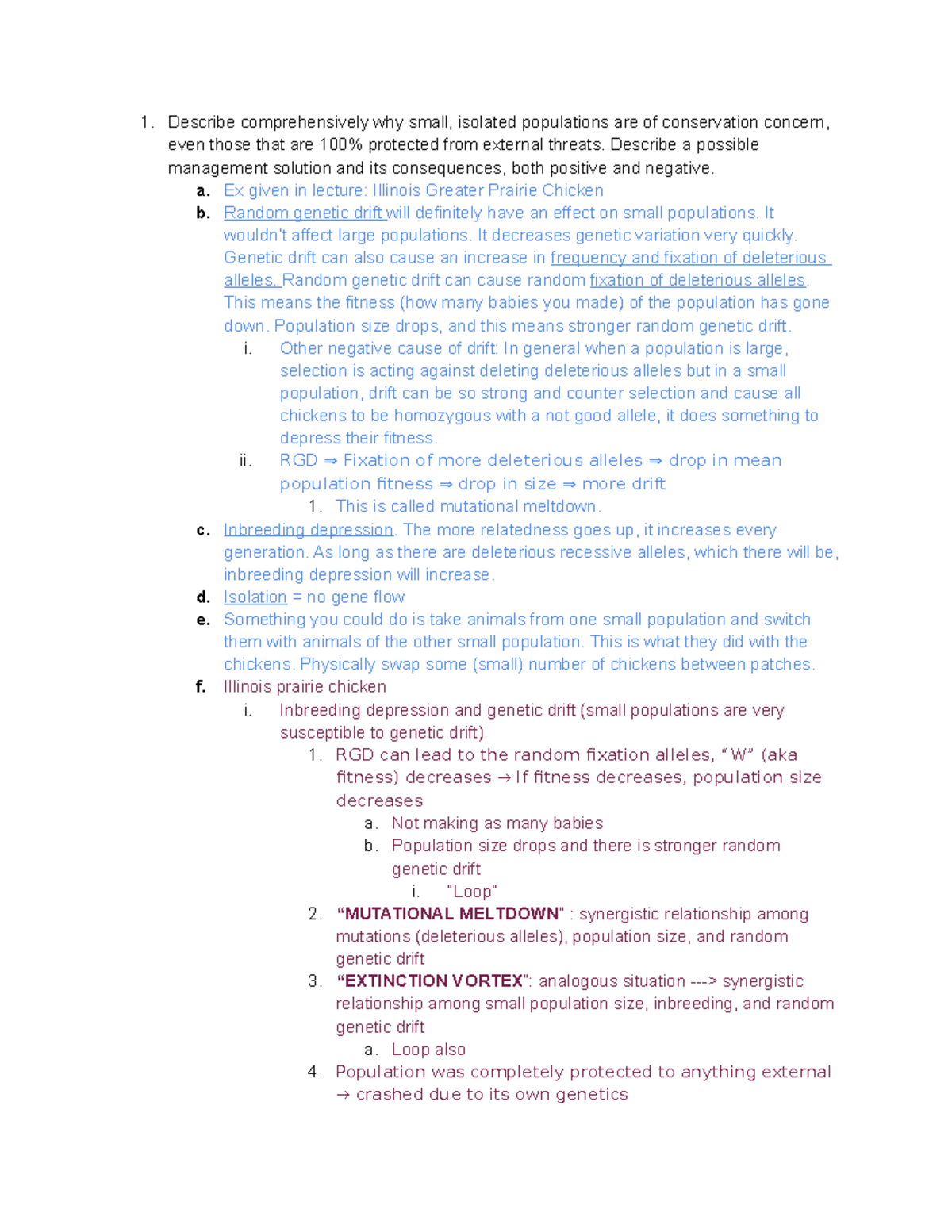 Evolution Study Guide - Quiz #4 - Describe comprehensively why small ...