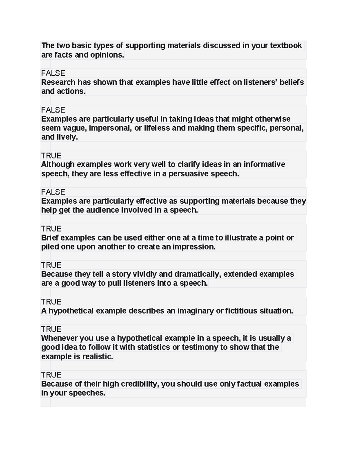 Test bank Test bank The two basic types of supporting materials