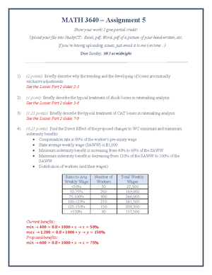 MATH 3640 Watt Assignment 1 - MATH 3640 – Assignment 1 Show Your Work ...