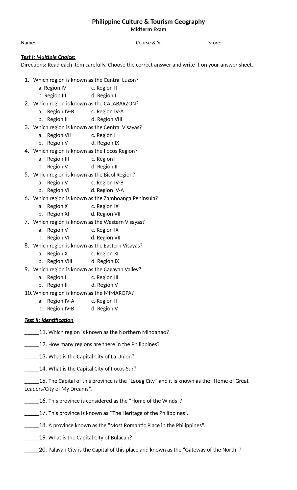 Midterm-Exam - Summary Hospitality Management - Philippine Culture ...