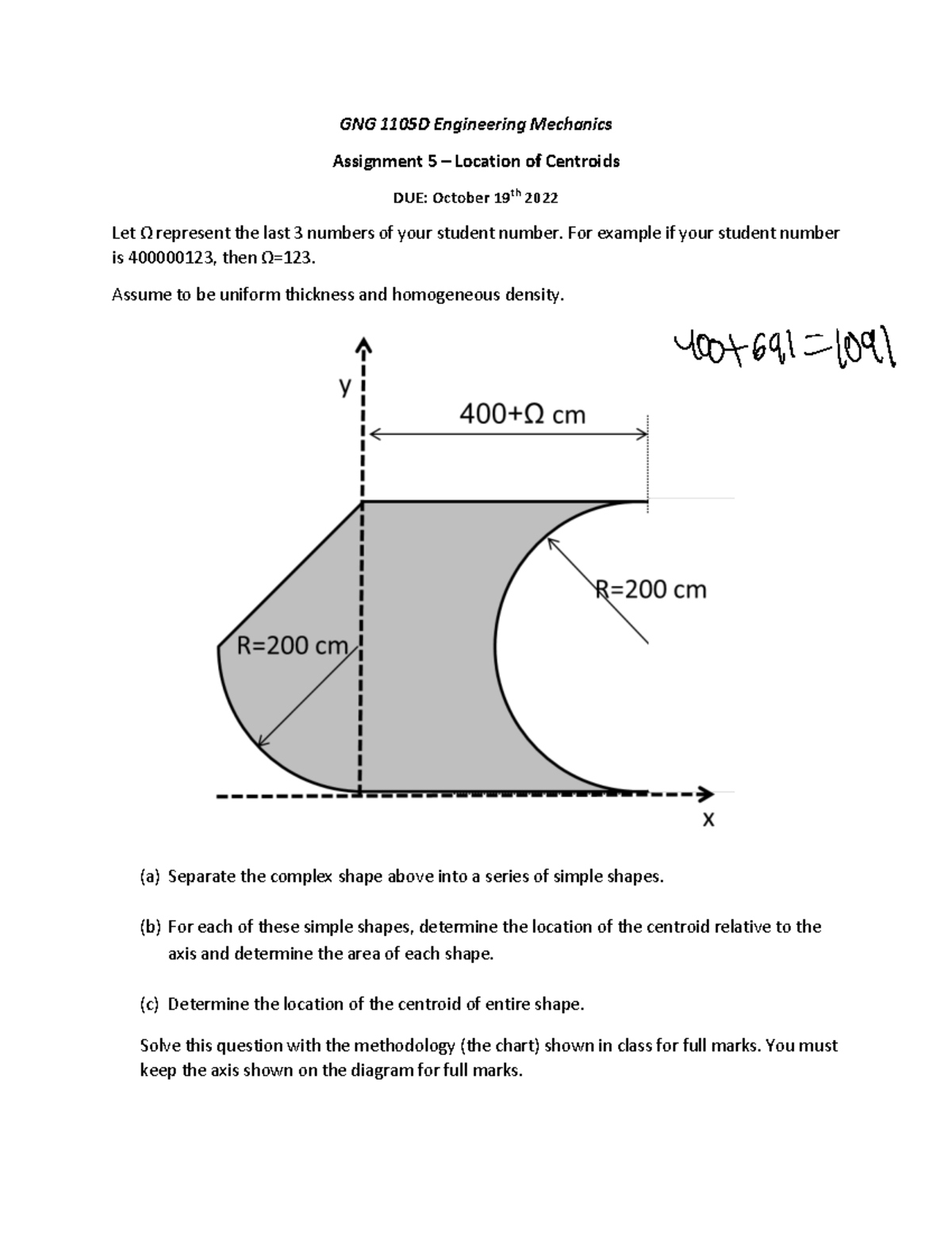 Centroids Assignment - Centroid - GNG 1105D Engineering Mechanics ...