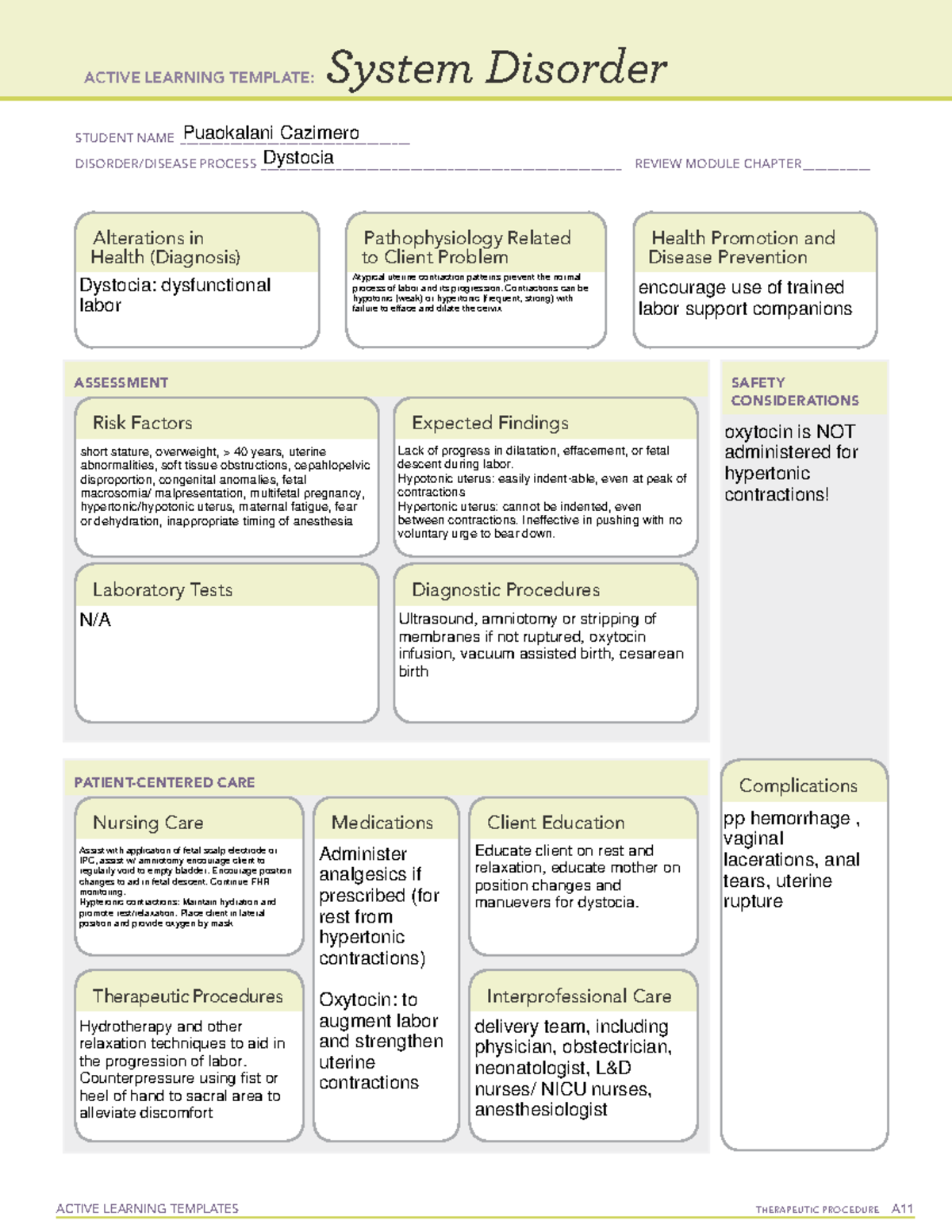 Dystocia 306 ati - ACTIVE LEARNING TEMPLATES THERAPEUTIC PROCEDURE A ...