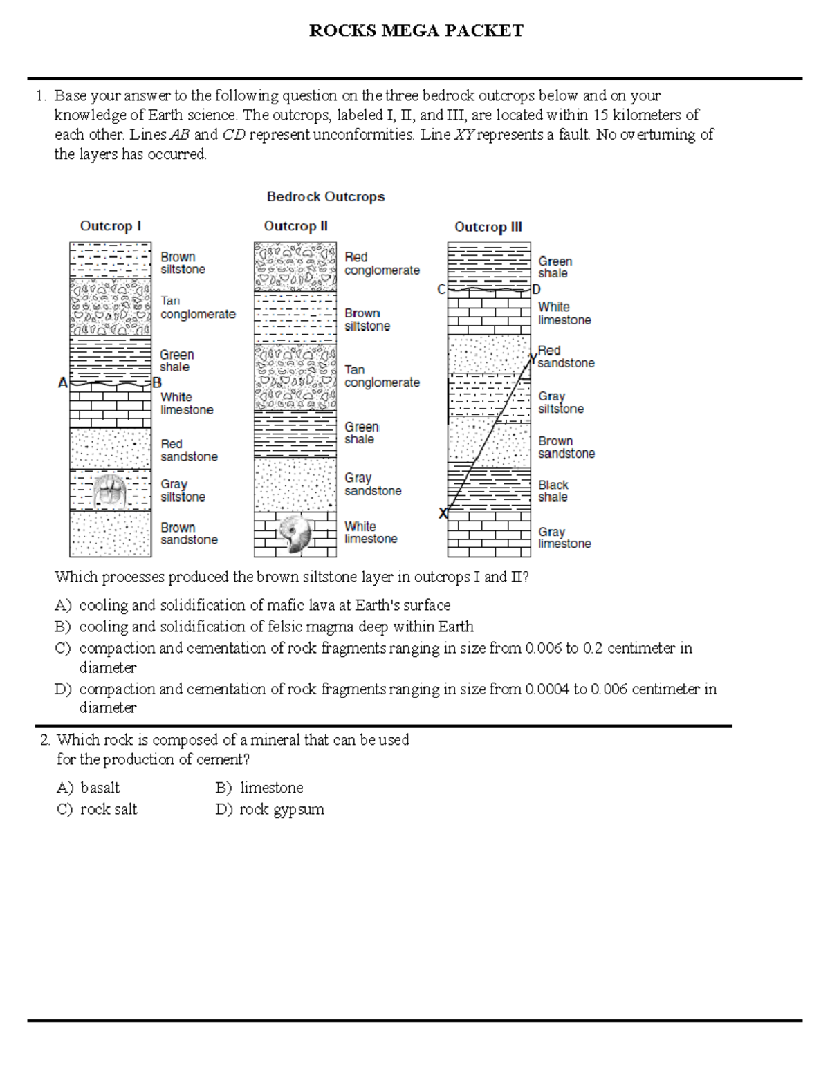 Structural geology - 1. Base your answer to the following question on ...