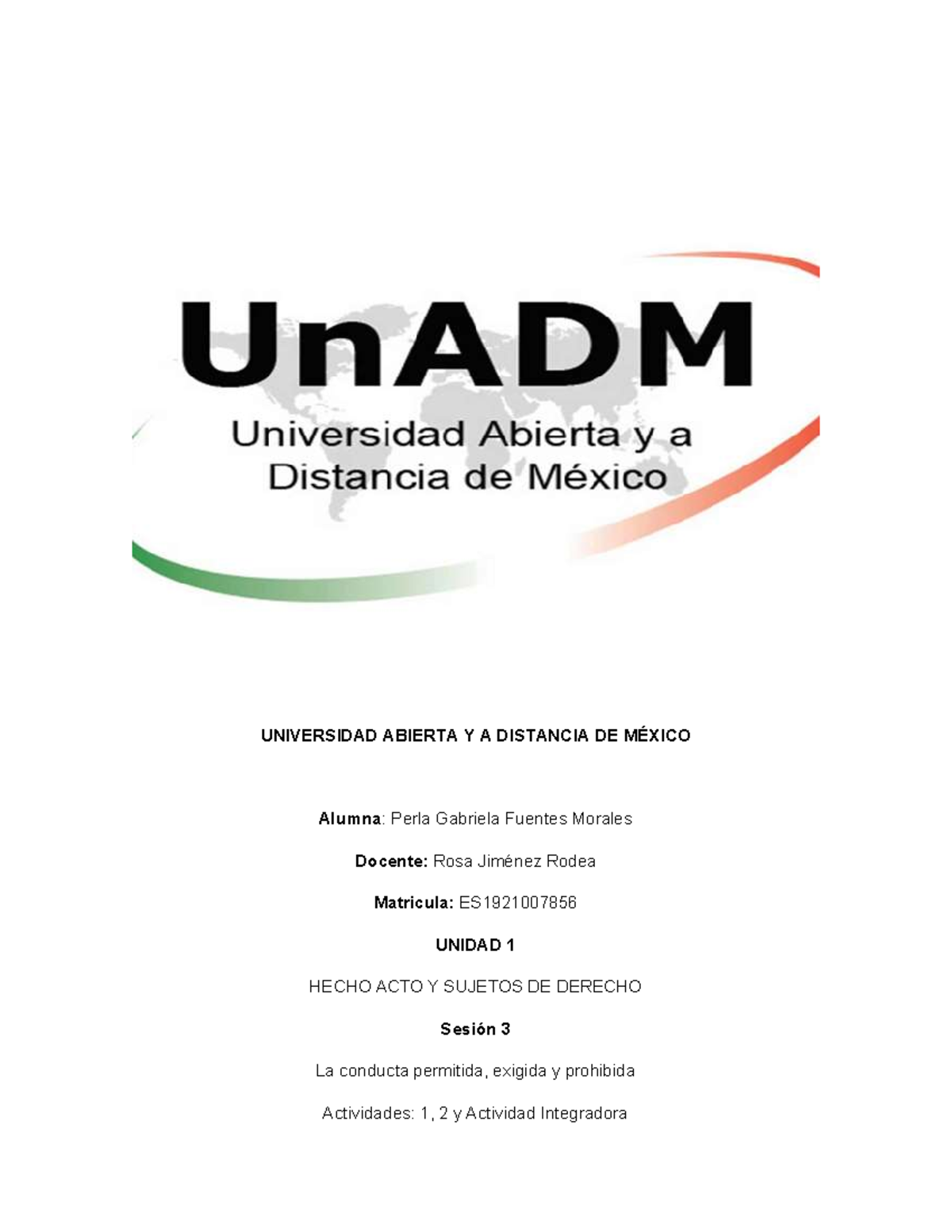 Introducción Al Estudio Del Derecho UnADM - UNIVERSIDAD ABIERTA Y A ...