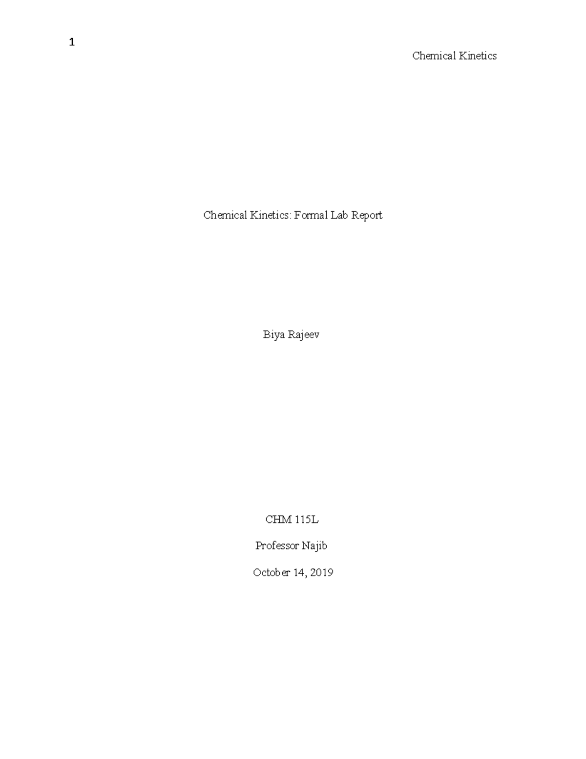 Chemical lab resport Chemical Chemical