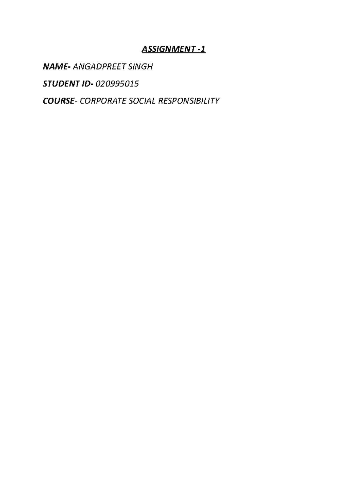 Assignment- CSR - ASSIGNMENT - NAME- ANGADPREET SINGH STUDENT ID ...