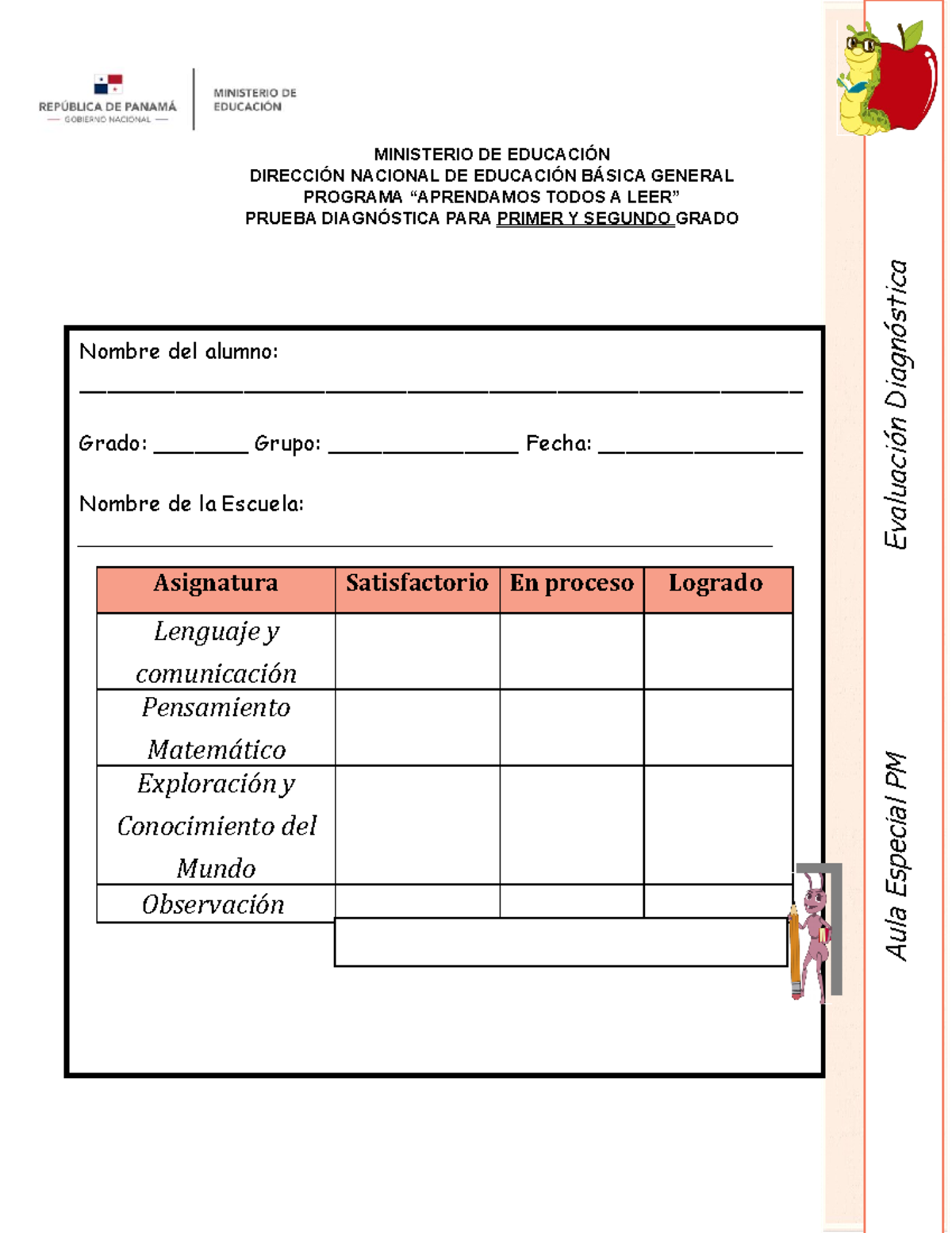 Evaluación Diagnóstica Doc. Aidé Jaén - MINISTERIO DE EDUCACIÓN ...