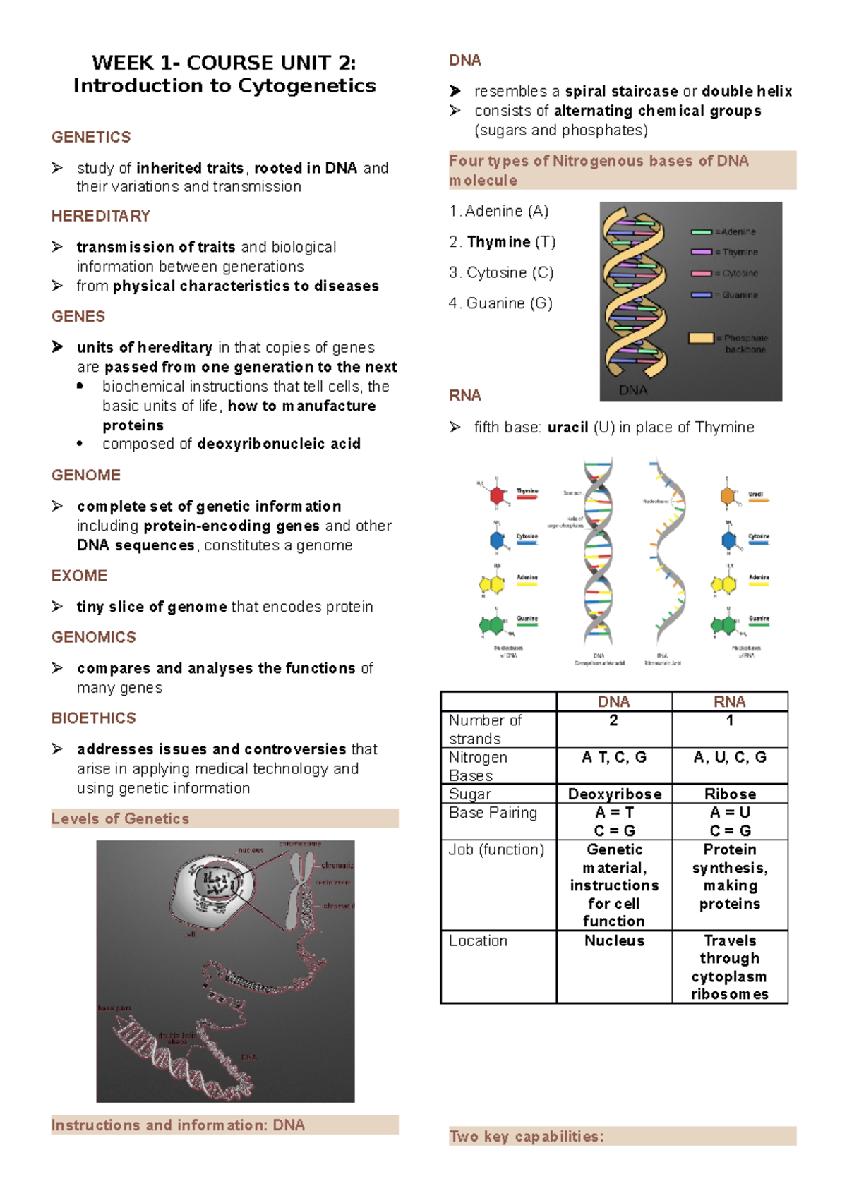 Introduction To Cytogenetics - WEEK 1- COURSE UNIT 2: Introduction To ...