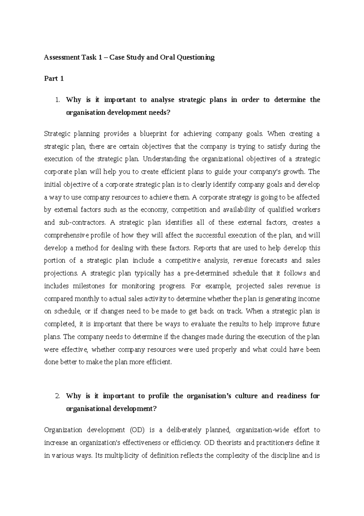 Assessment Task 1 - not ap - Assessment Task 1 – Case Study and Oral ...