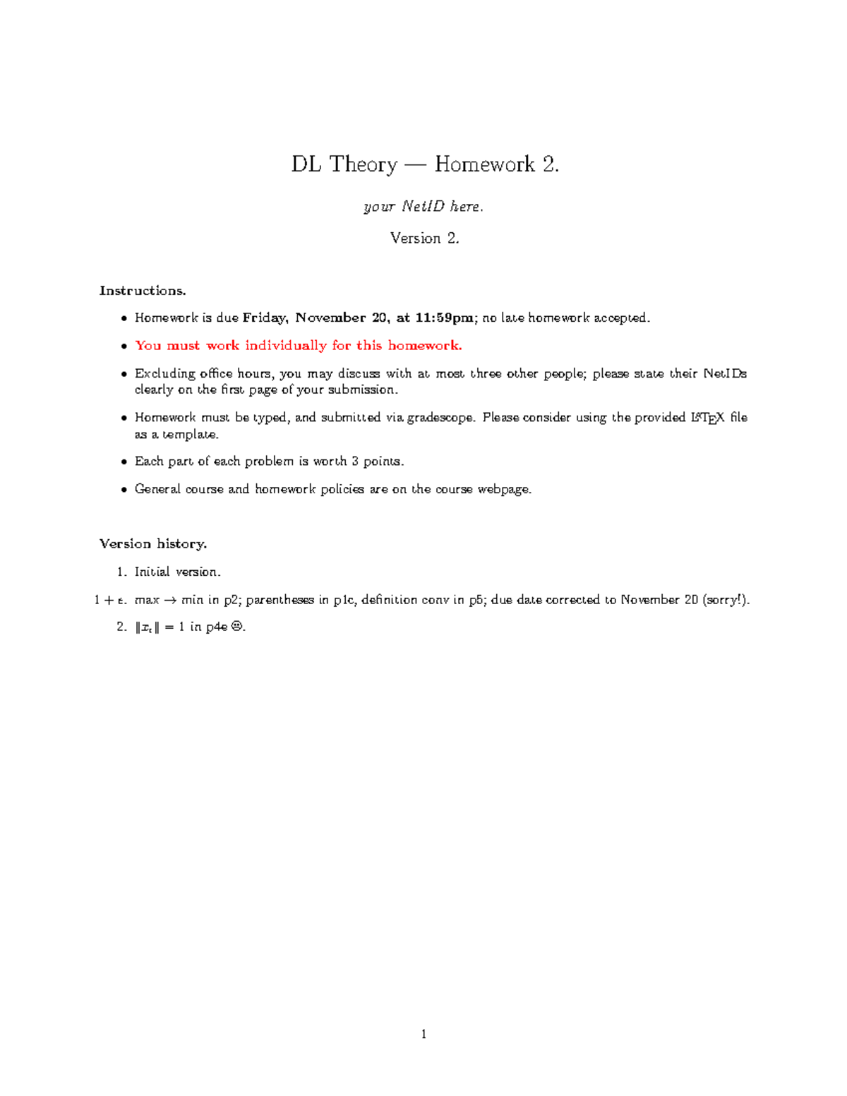 Hw2 - this is an exercise on deep Learning theory about optimization ...
