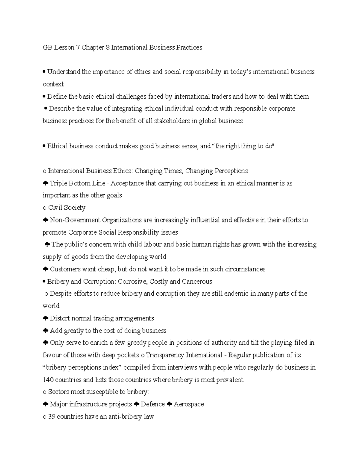 GB Lesson 7 Chapter 8 International Business Practices - GB Lesson 7 ...
