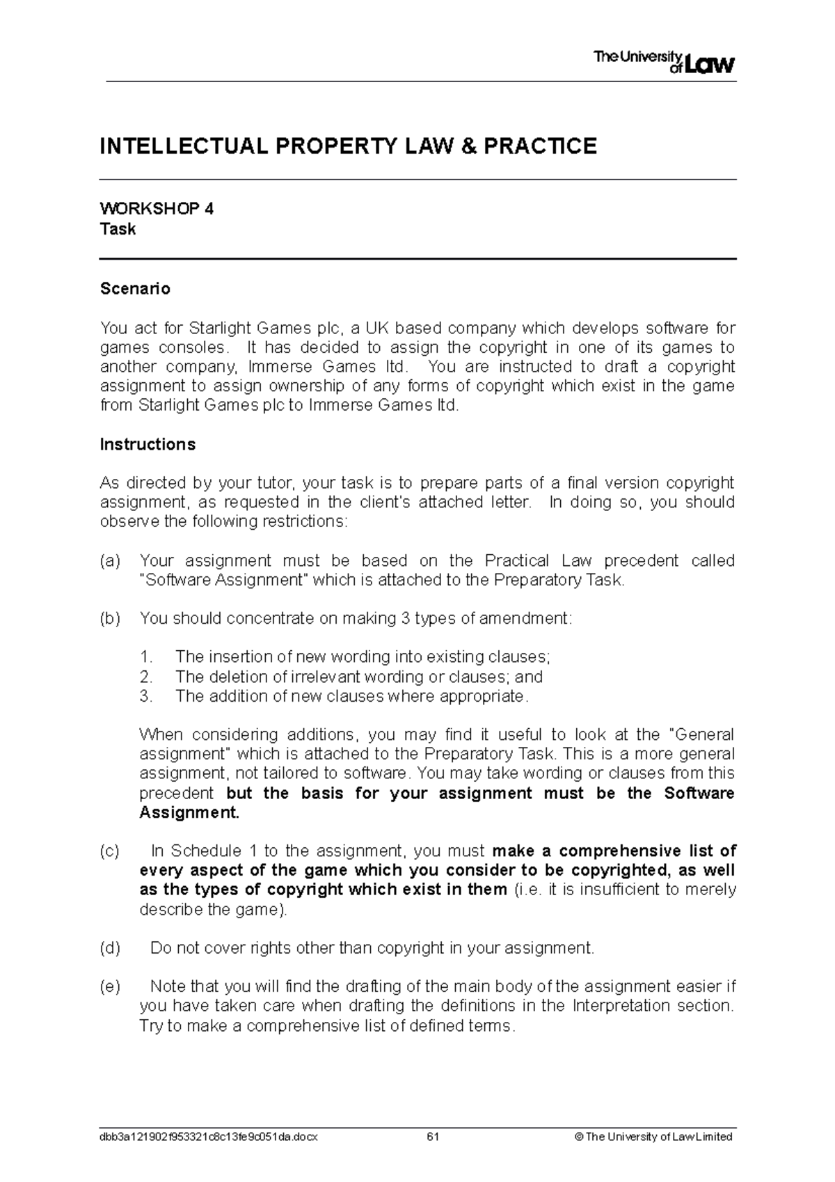 1920 ip ws04 ce02 task - Workshop 4 tasks - INTELLECTUAL PROPERTY LAW ...