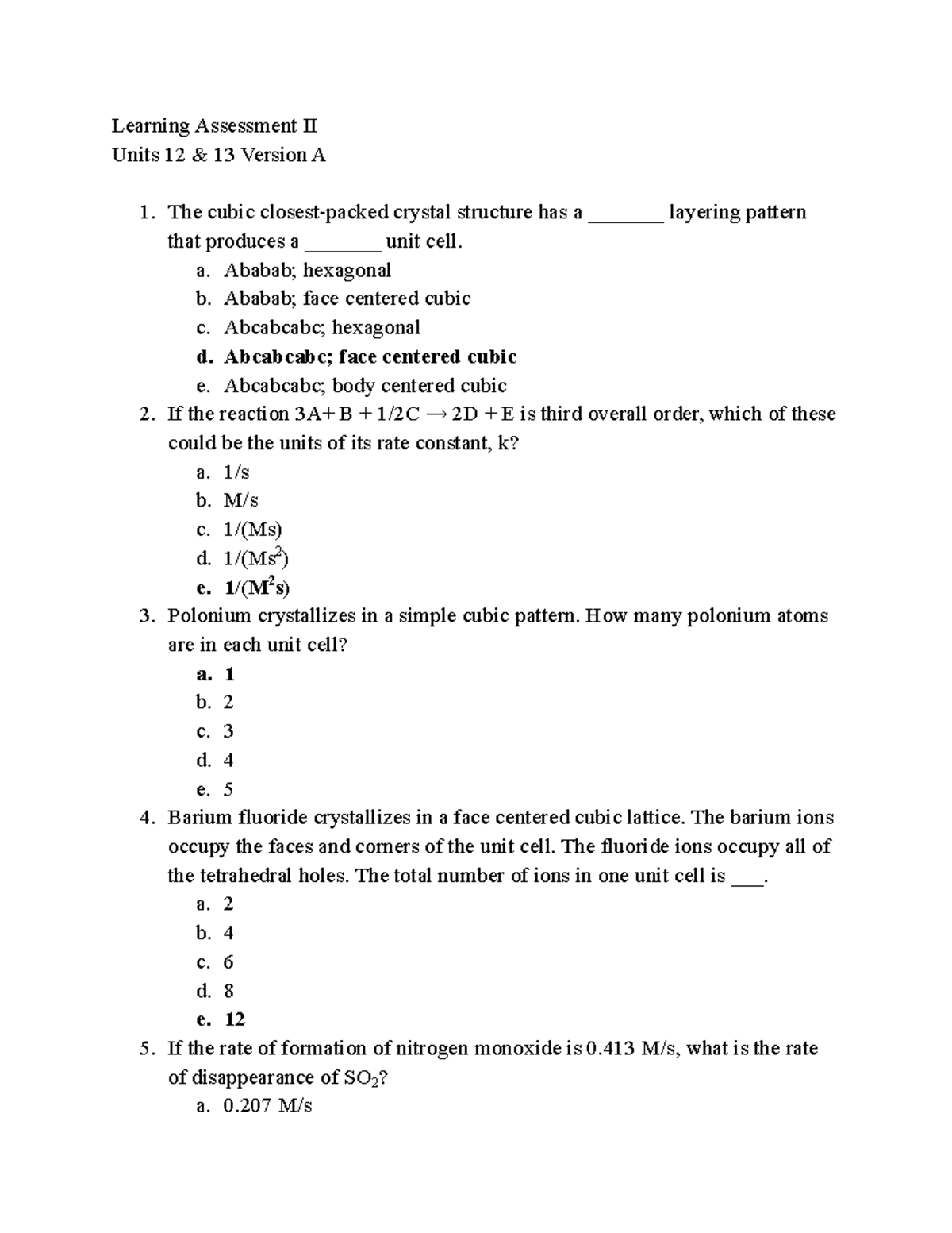 Gen Chem II Exam 2 - Exam 2 Units 12 & 13 - CHEM 105 - BU - Studocu