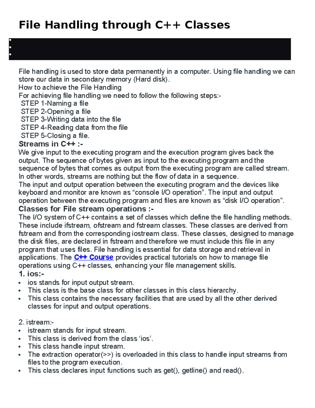 File Handling through C - Using file handling we can store our data in ...