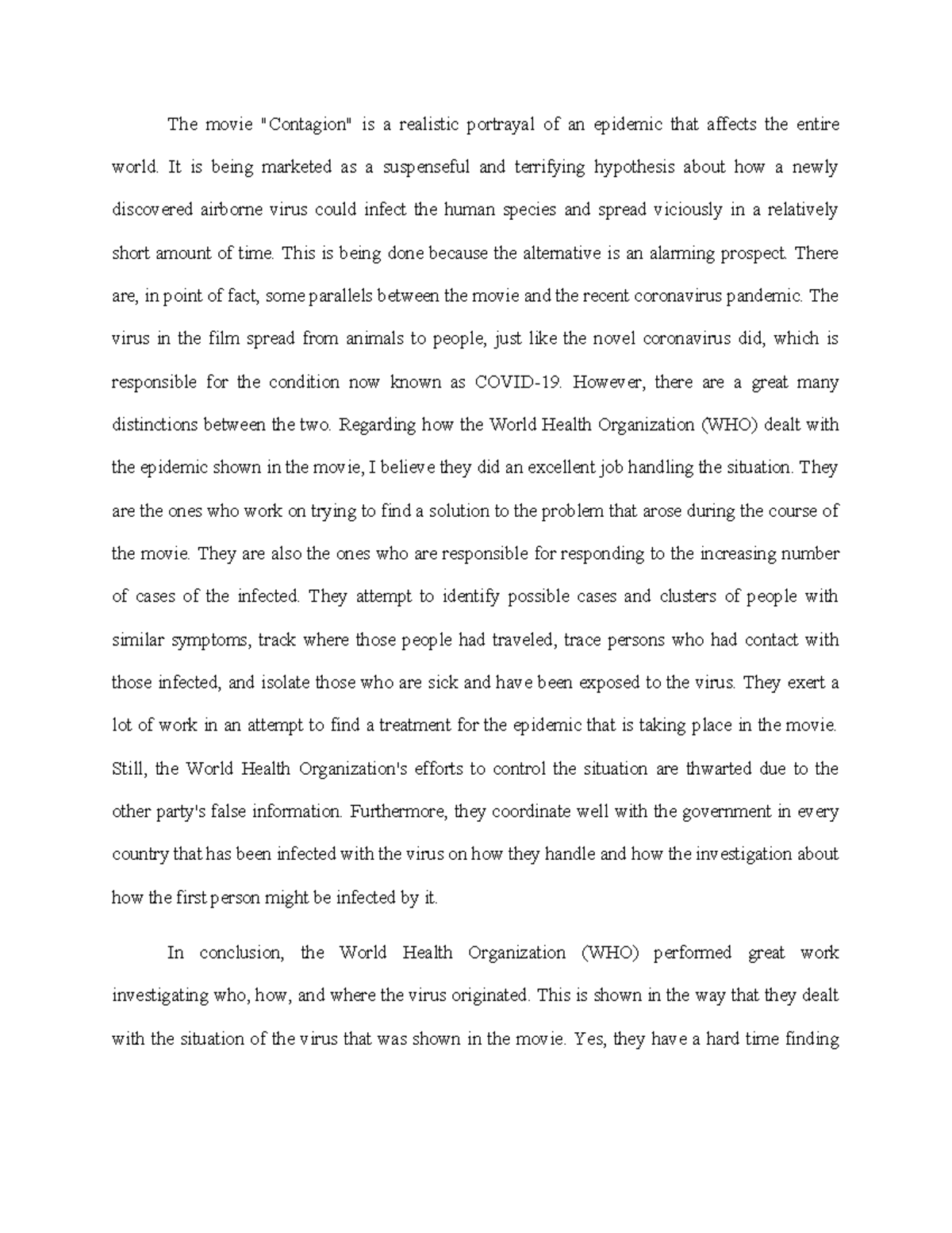 Reflection Paper - The movie 