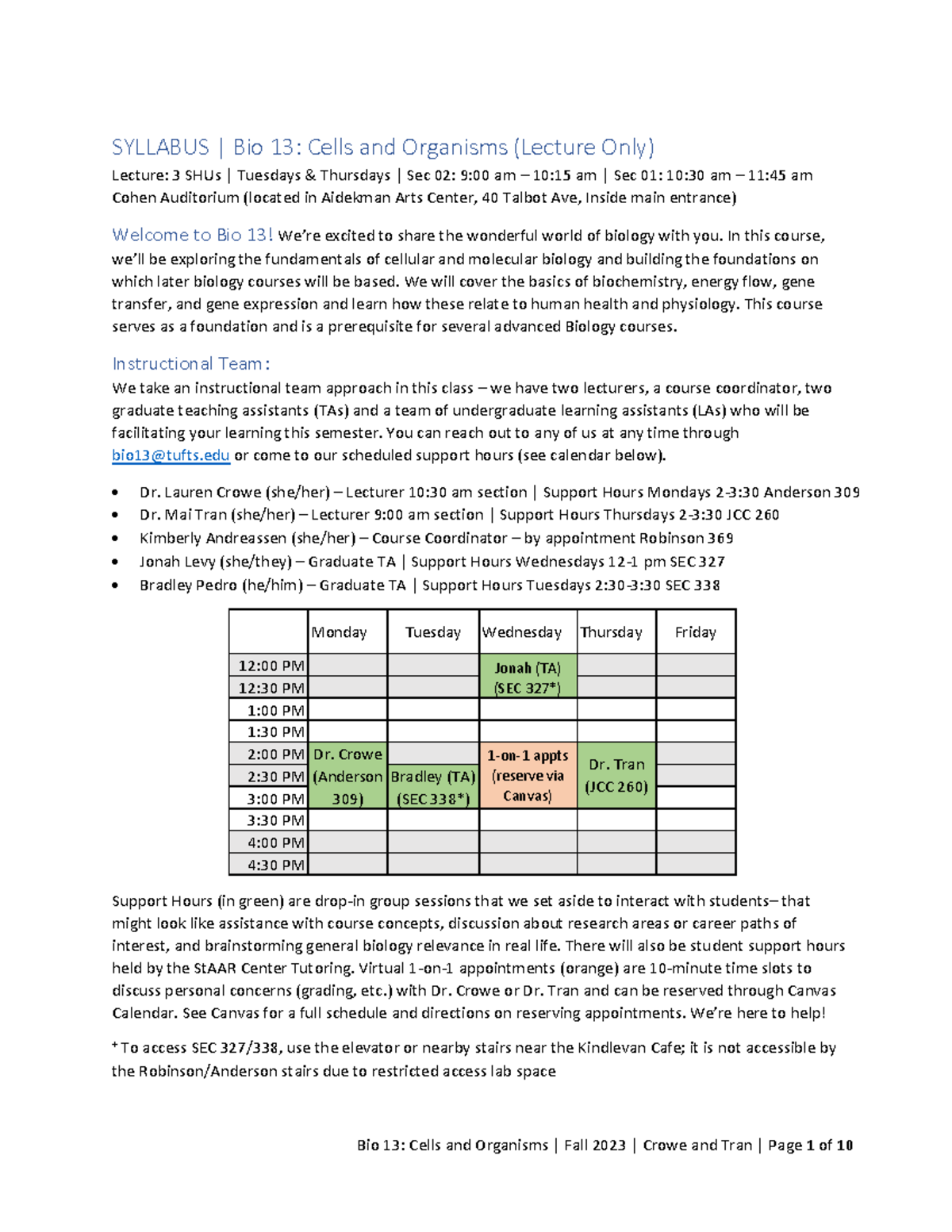 Fall 2023 Bio 13 Syllabus - SYLLABUS | Bio 13: Cells and Organisms ...