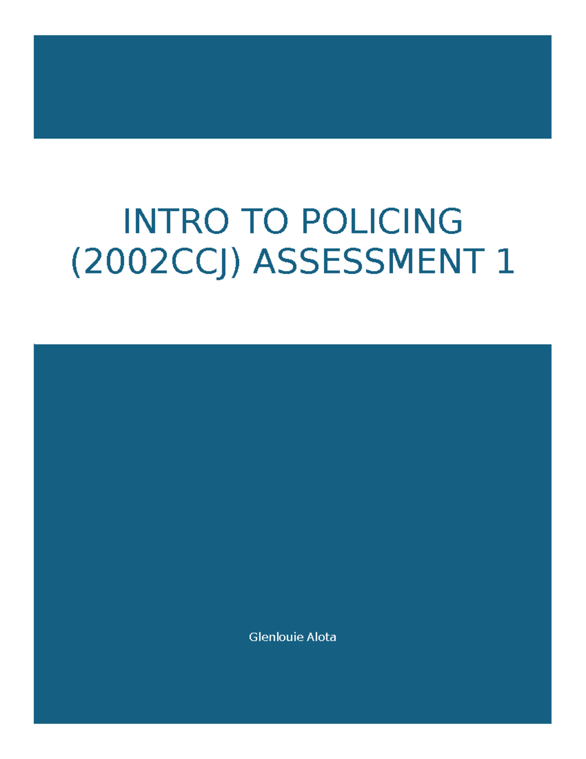 Assignment 1 Introduction To Policing - Copy - Glenlouie Alota INTRO TO ...