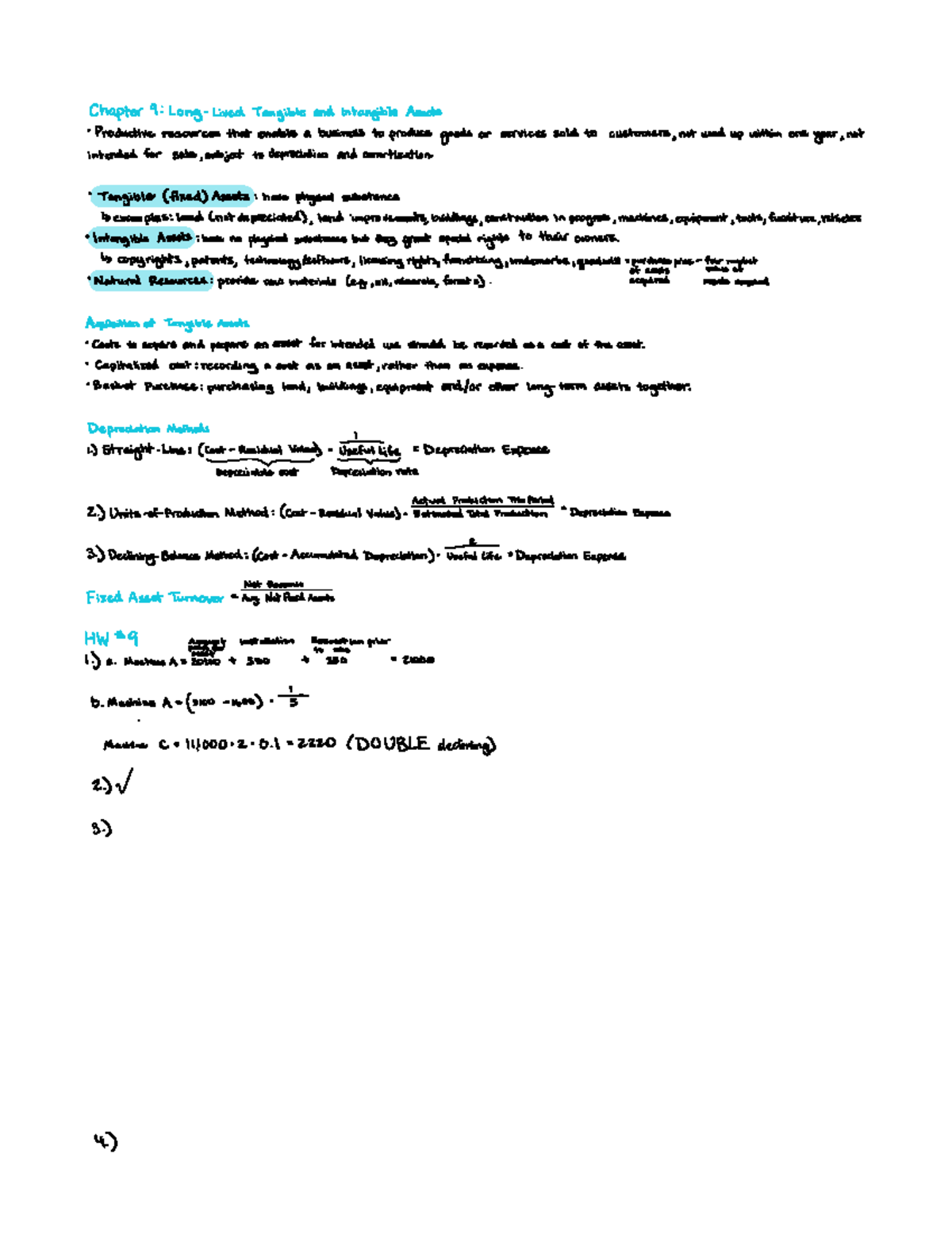 ACCT 240 CH 9 Notes - ACCT 240 - For #7 it’s [(#1 - (#1 * .10)).10](6/ ...