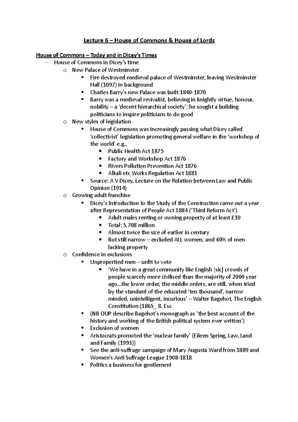 Lecture 6 - House of Commons & House of Lords - Lecture 6 – House of ...