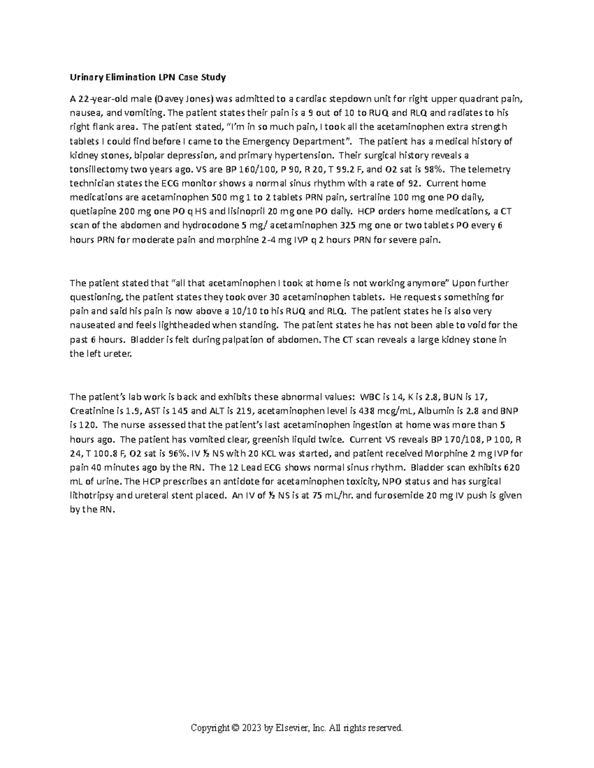 Sim Debriefing Case Study Example - Urinary Elimination LPN Case Study ...