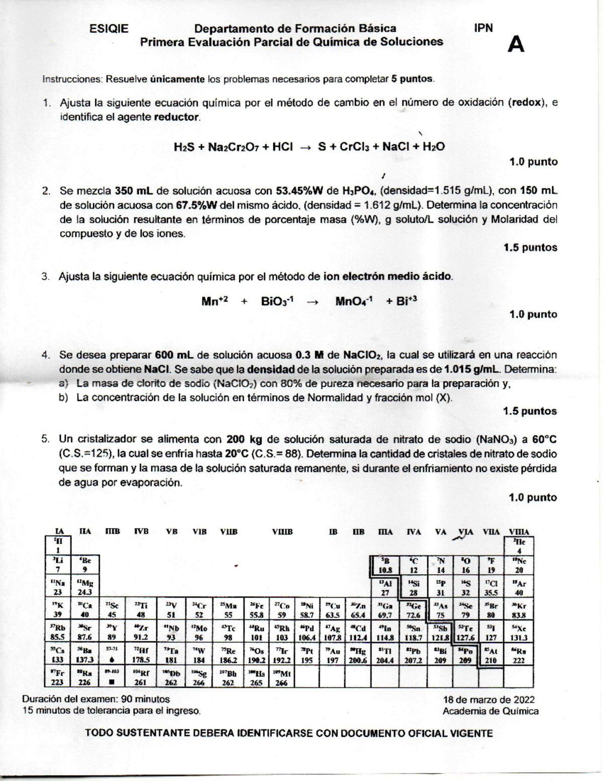 Examen Muestra Primer Parcial - Química De Soluciones - Studocu