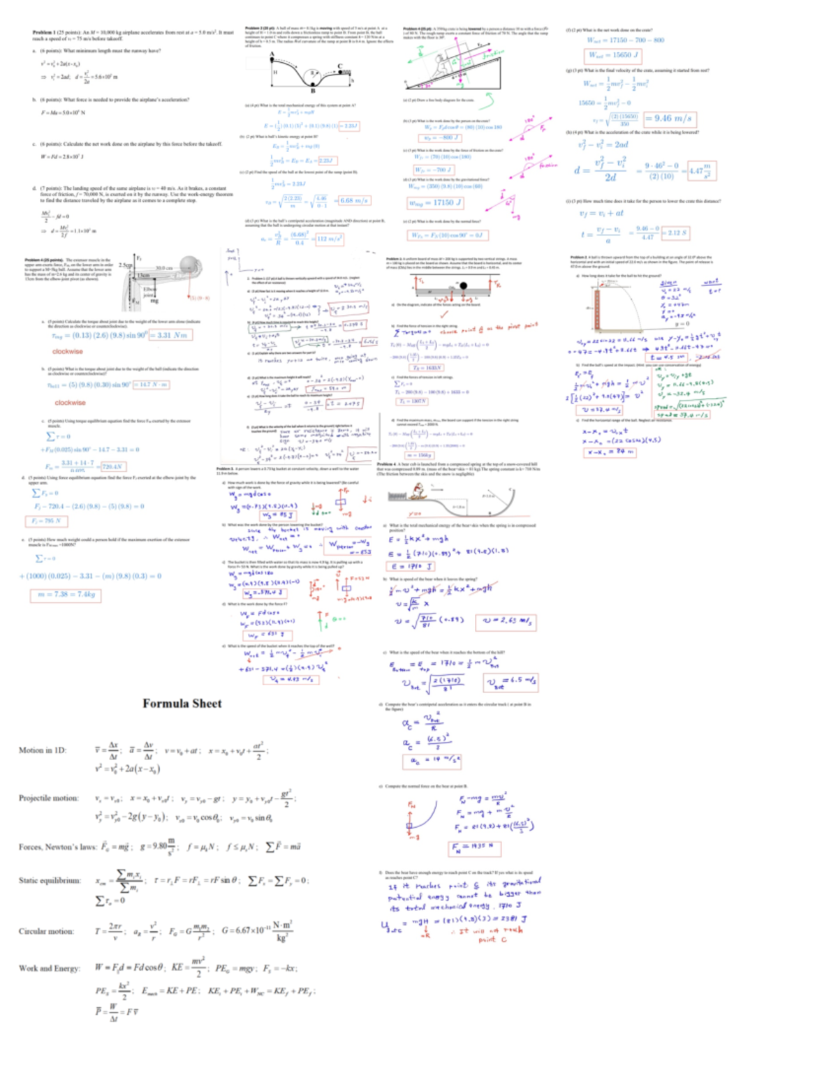 Cheat Sheet Physics 1 Midterm - PHYS 1151 - Studocu