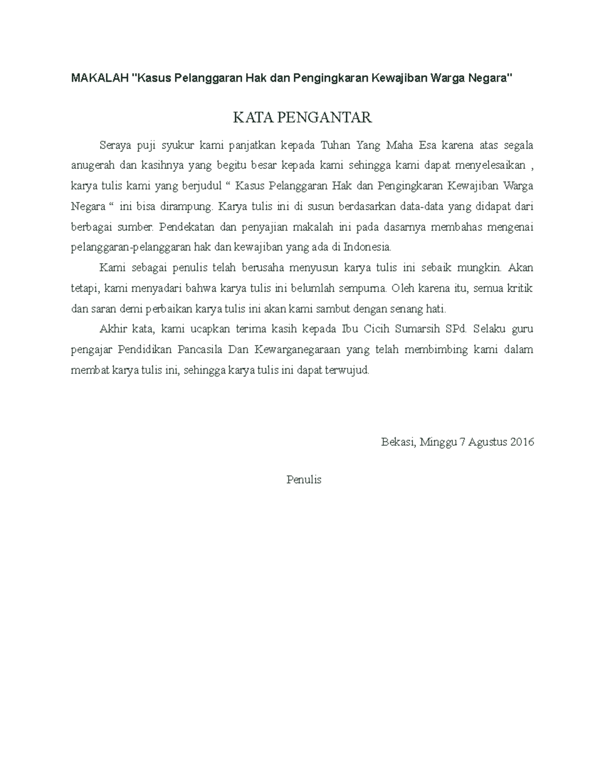 Makalah Kasus Pelanggaran Hak Dan Pengin - MAKALAH "Kasus Pelanggaran ...