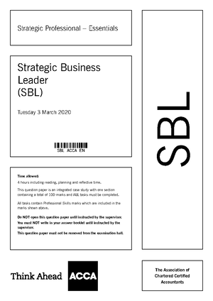 1.1SBL Revision Notes - Acca - ACCA - SBL Strategic Business Leader ...