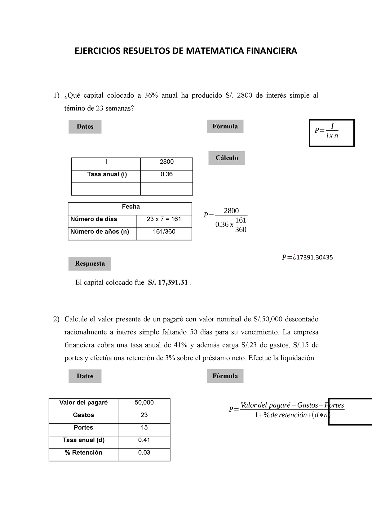 Ejercicios Resueltos De Matematica Financiera Para Descarga Ejercicios ...