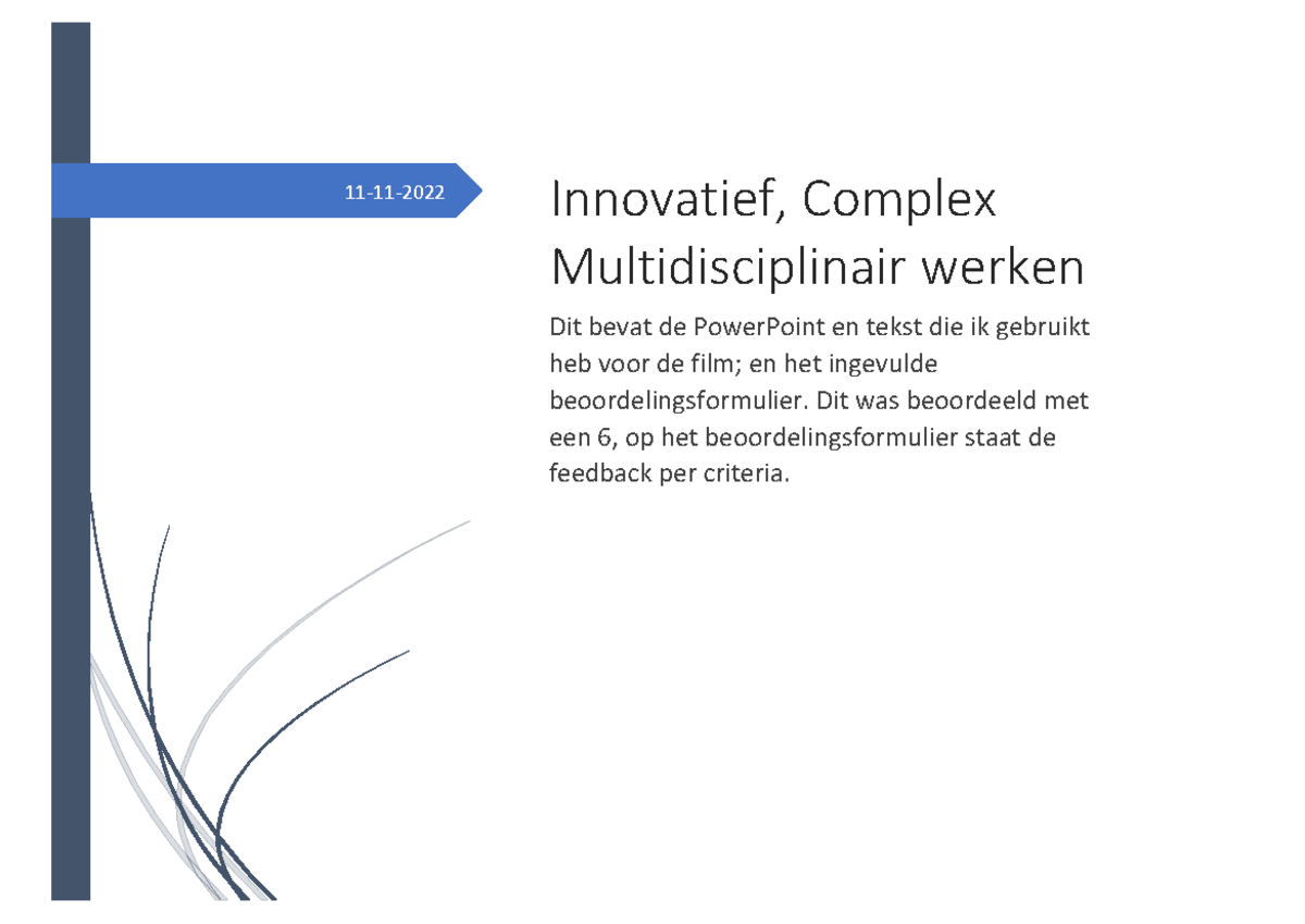 Innovatief, Complex Multidisciplinair Werken - 11-11- Innovatief ...