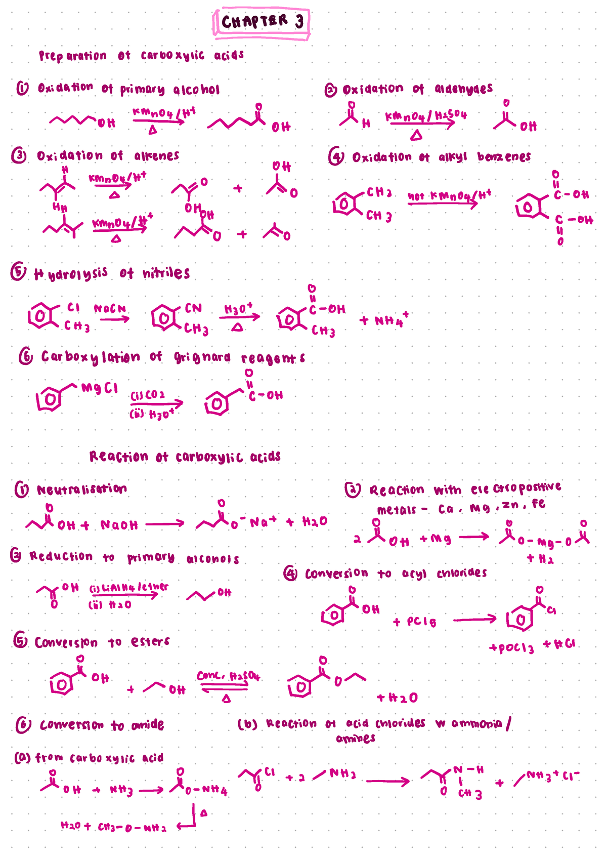 Chapter 3 - Notes - InCHAPTER 3 / Preparation of carboxylic acids O ...