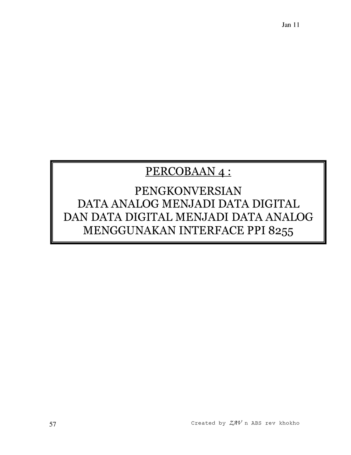 P4 - Lecture Notes - PERCOBAAN 4 : PENGKONVERSIAN DATA ANALOG MENJADI ...