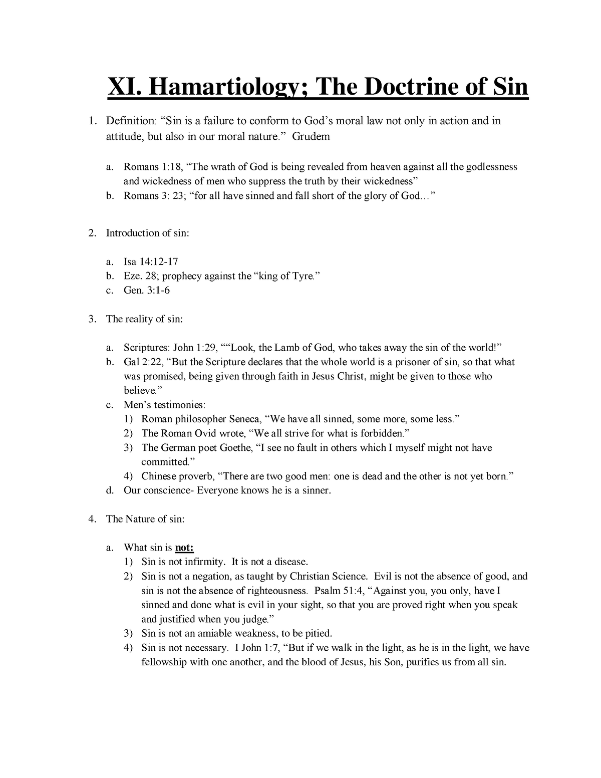 Harmartiology Doctrine Sin - XI. Hamartiology; The Doctrine Of Sin 1 ...