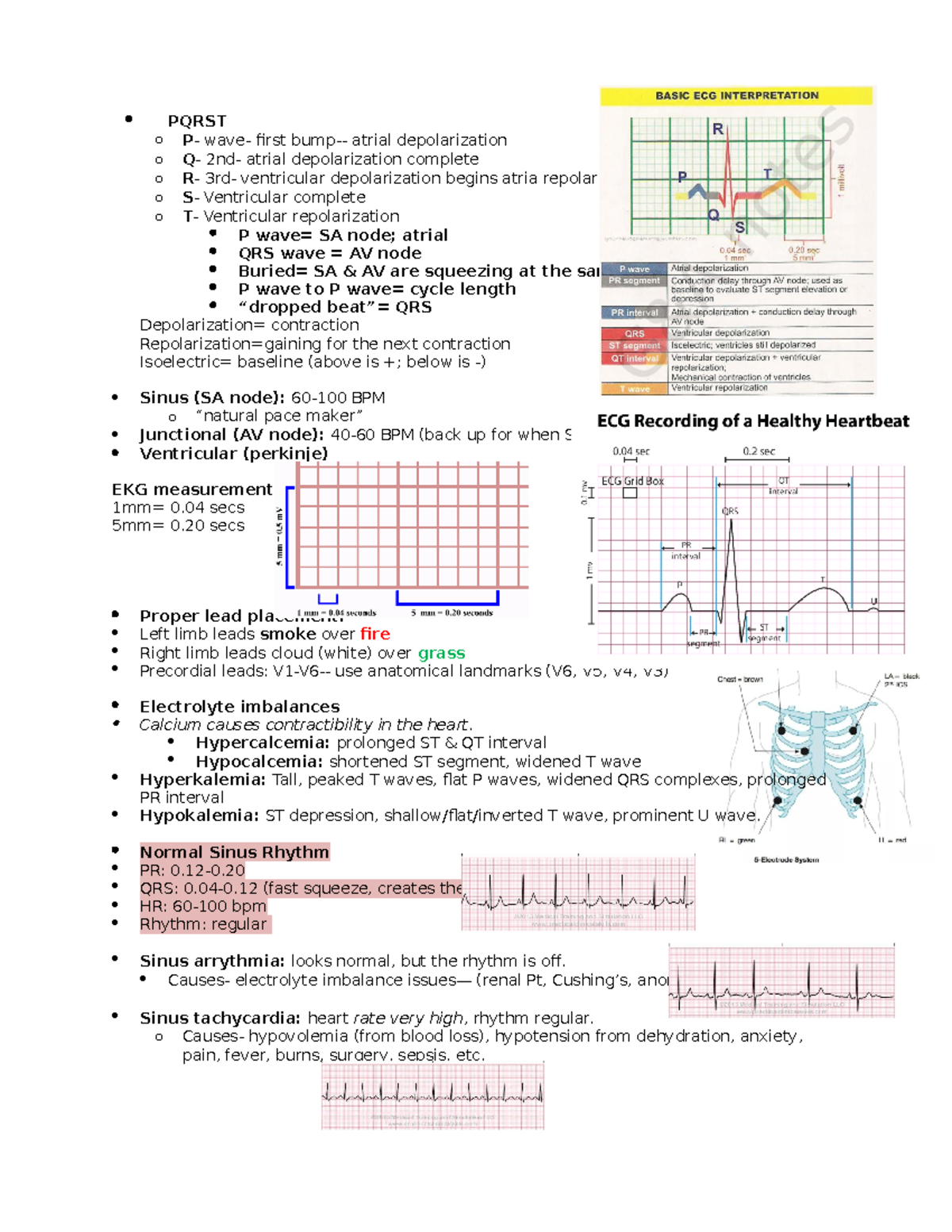 EKG Monds 9 - Lecture Notes - PQRST O P - Wave- Irst Bump- Atrial ...